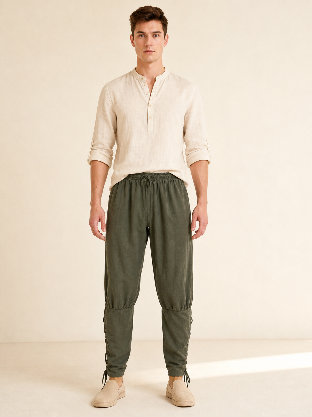 Men's Loose-Fit Pants with Drawstrings