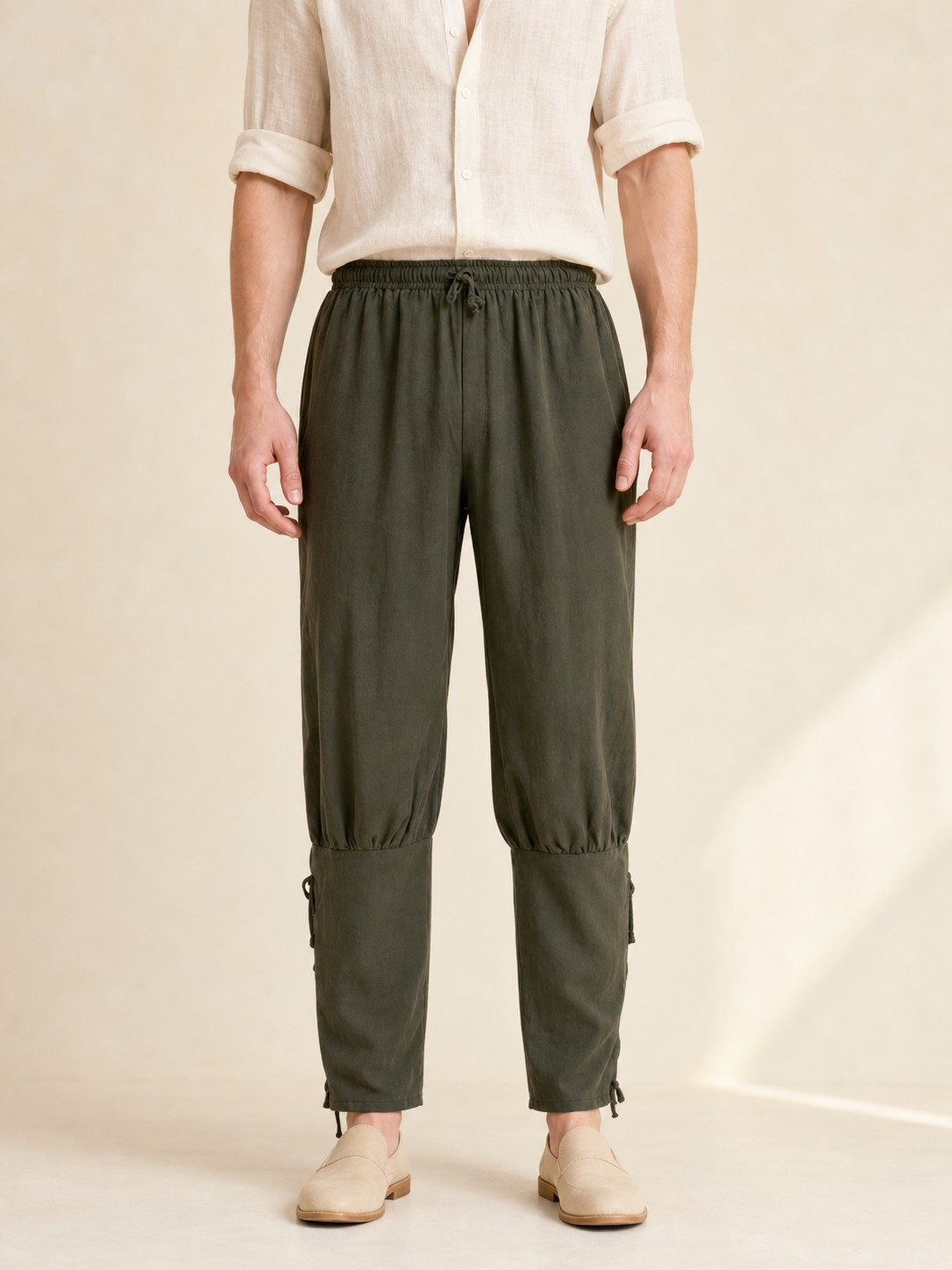 Relaxed-Fit Cargo Pants with Drawstring Cuffs