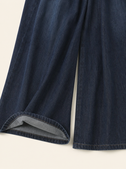 Dark Blue High-Waisted Wide-Leg Jeans