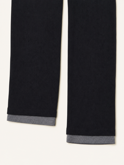 Layered long-sleeve top with contrast trim