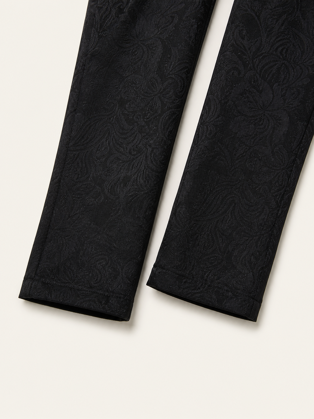 Men's Black Straight-Leg Jacquard Pants