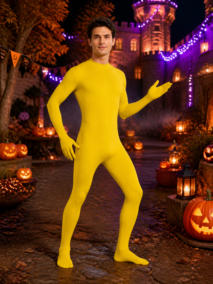 Adult Unisex Yellow Invisible Man Bodysuit Costume Ninja Halloween Outfit Costumes detail 2
