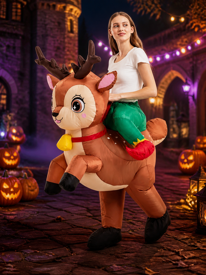Reindeer Costume With Antlers And Bells, Cartoon Animal Outfit Costumes detail 2
