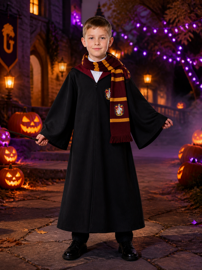 Hooded Wizard Robe Costume Set With Shirt And Striped Scarf Costumes detail 2