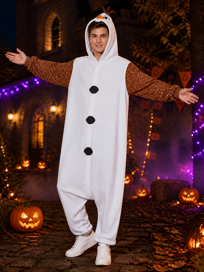 Snowman Character One-Piece Costume, Hooded Long-Sleeve Outfit Costumes detail 2