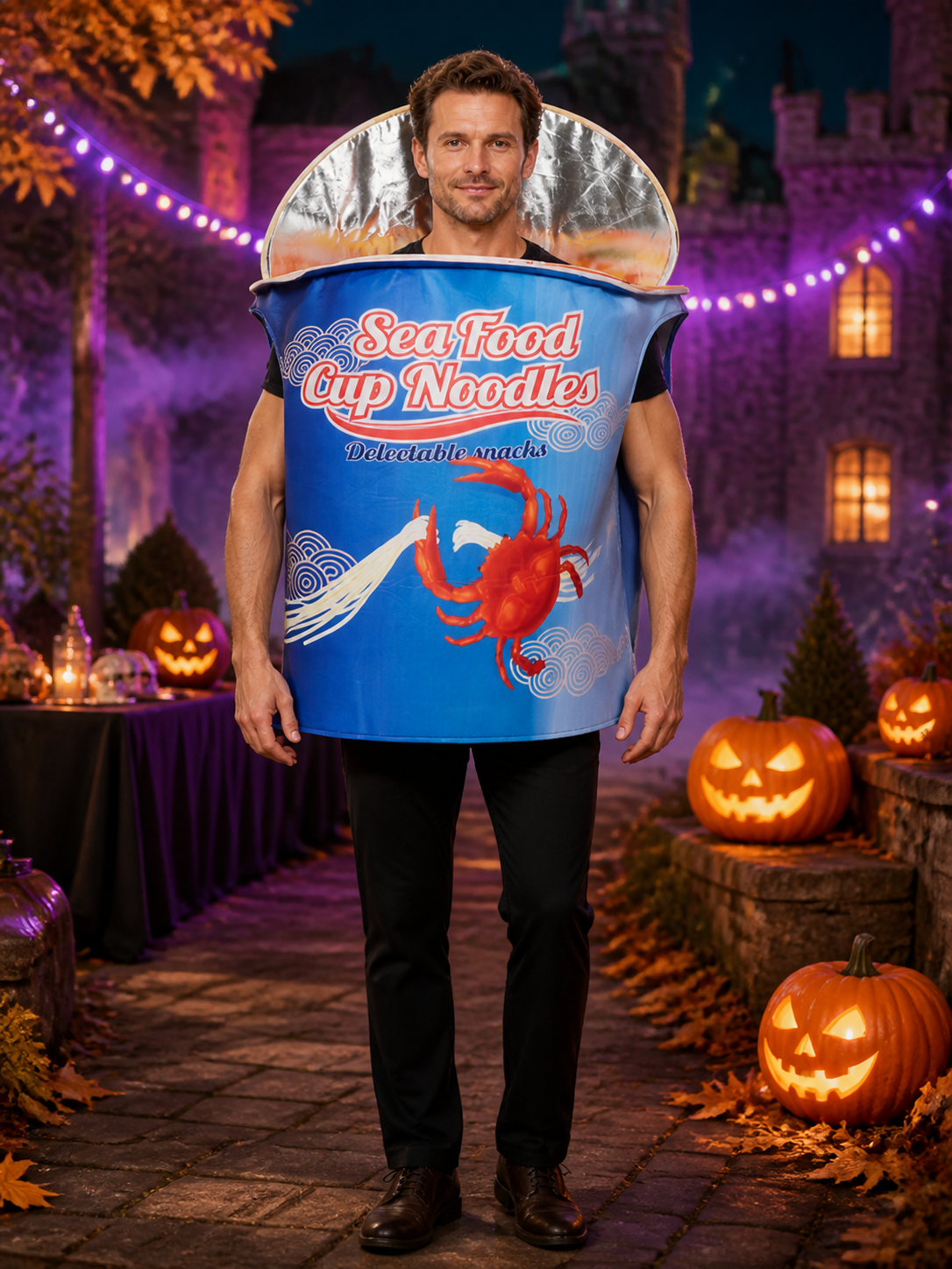 Adult Unisex Seafood Cup Noodles Crab Halloween Costume Jumpsuit Costumes detail 2