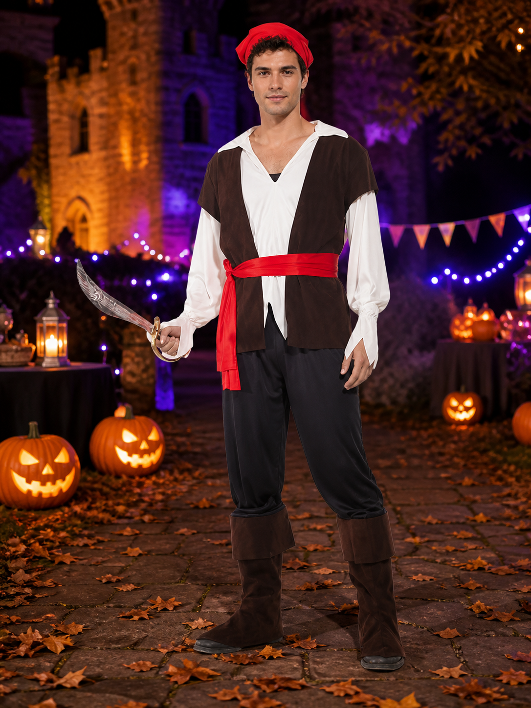 Pirate Carnival Costume with Vest and Boots Costumes detail 2