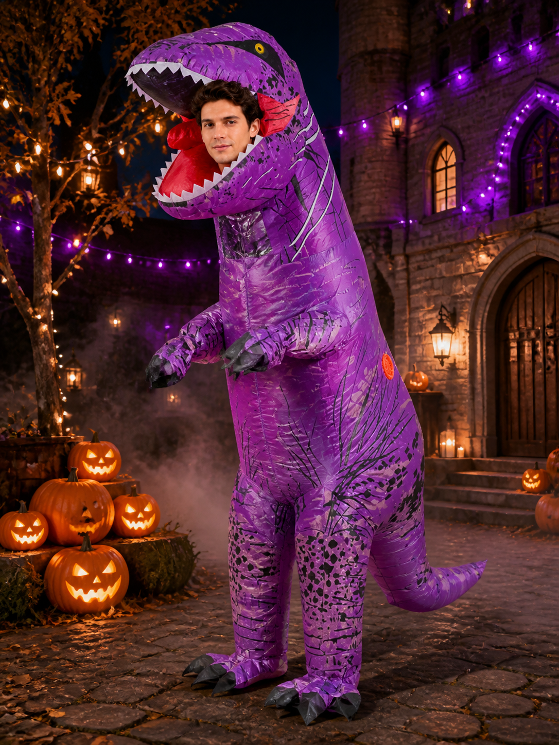 Purple Dinosaur Inflatable Costume for Adults and Kids - Halloween Cosplay Costumes detail 2