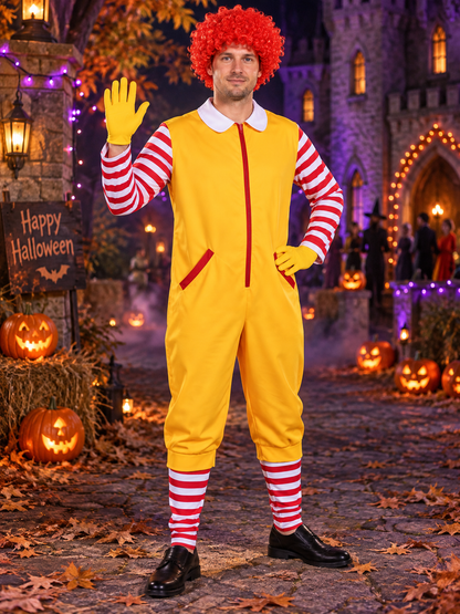 Clown Costume: Yellow Jumpsuit, Wig