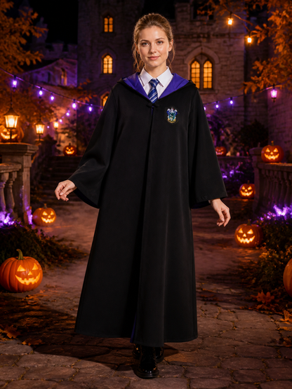 Unisex Wizard Robe Costume Set with Tie, Hooded Long Cape Halloween Outfit Costume Capes detail 2