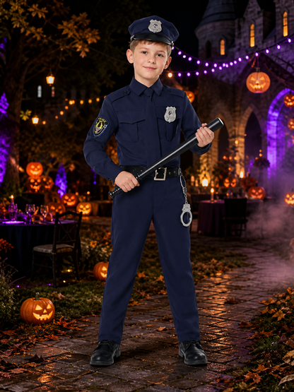 Women's Sexy Police Officer Costume Set - Navy Blue Uniform with Hat, Badge Costume Headwear detail 2