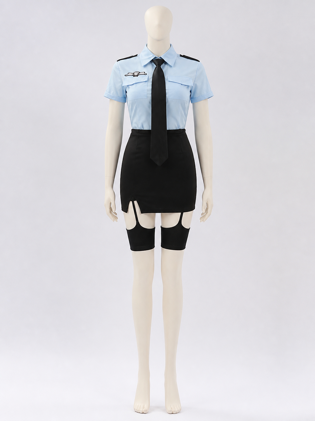 Women's Police Officer Costume Set - Blue Top with Black Skirt and Accessories Costume Accessories detail 2