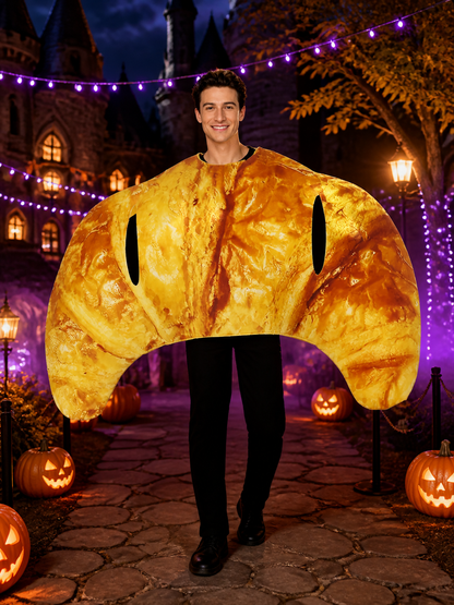 Adult Croissant Jumpsuit Costume, Funny Food Character Outfit for Halloween Costumes detail 2