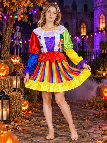 Adult Clown Costume, Dress with Ruffles