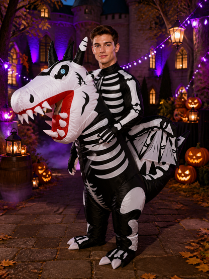Adult Dragon Skeleton Costume Jumpsuit with Wings and Tail Costumes detail 2