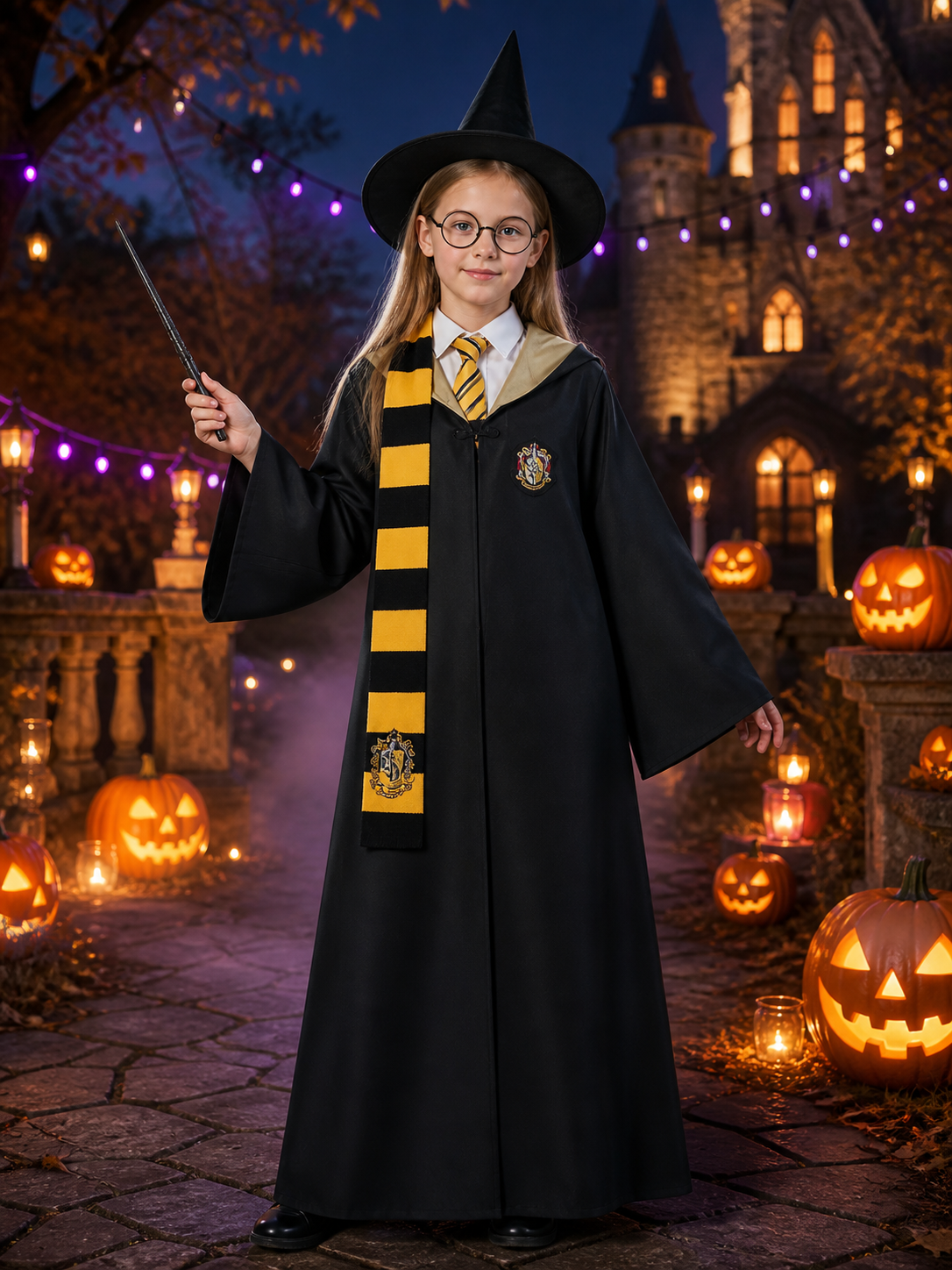Hufflepuff Robe 7-Piece Cosplay Set for Halloween