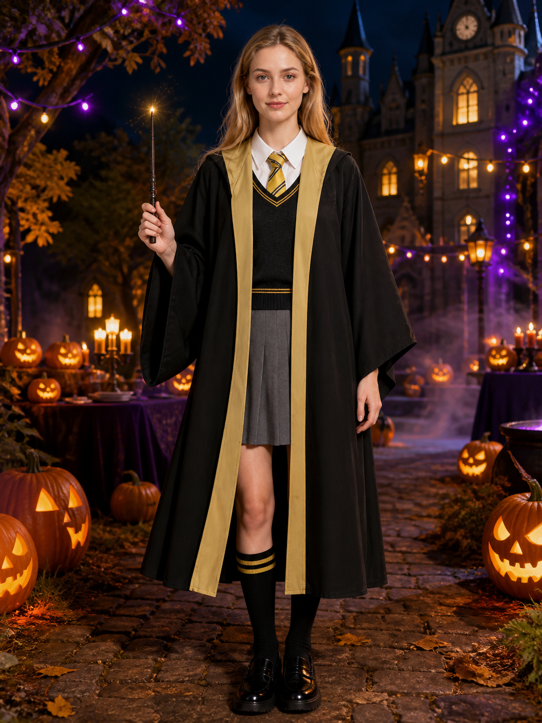 Hufflepuff Hooded Robe for Role-Playing Games and Halloween Costumes detail 2