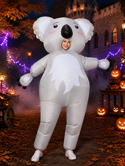 Unisex Adult Koala Animal Costume Bodysuit with Oversized Head and White Belly Costumes detail 2