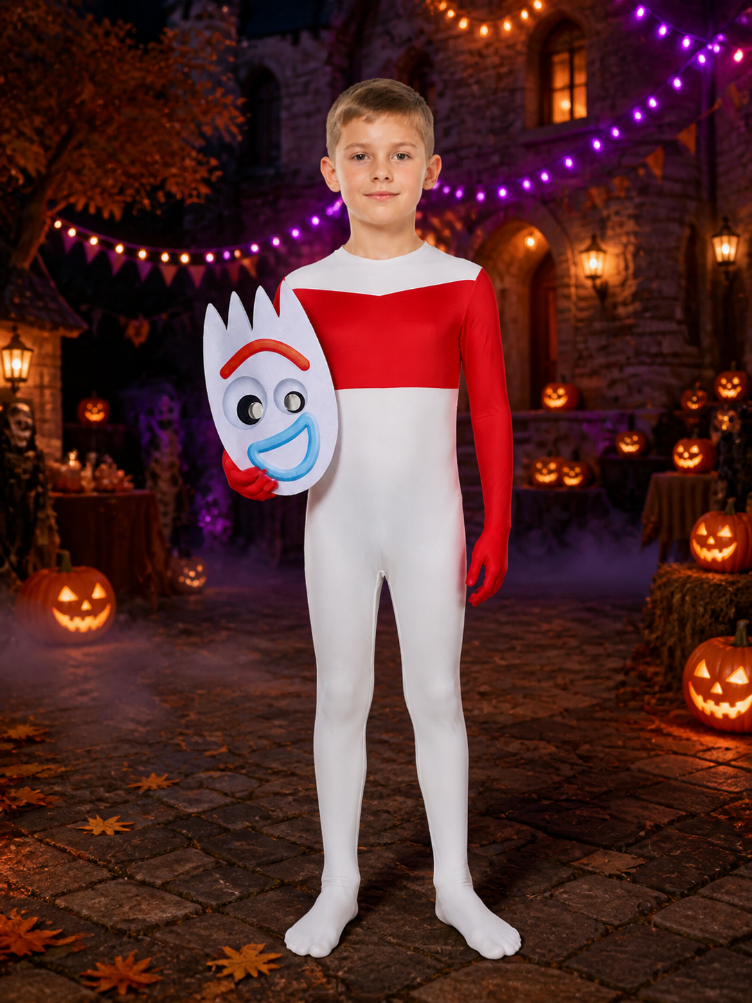 Forky Costume Bodysuit with Mask, Toy Story 4 Character Cosplay Outfit for Kids Costume Masks detail 2