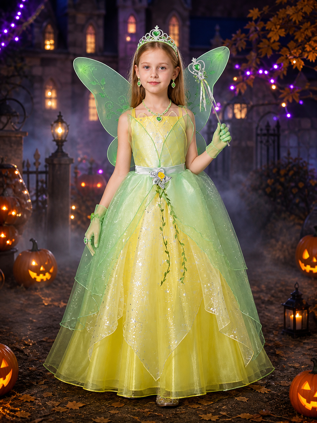 Girls' Princess Butterfly Costume Dress with LED Lights and Gradient Tulle Costume Dresses detail 2