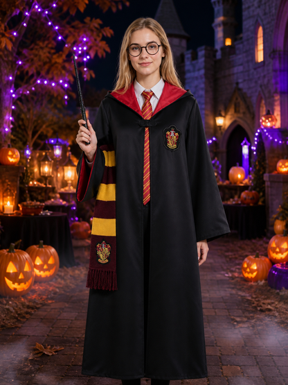 Gryffindor Hooded Wizard Costume Set - Complete Outfit with Accessories Costume Accessories detail 2