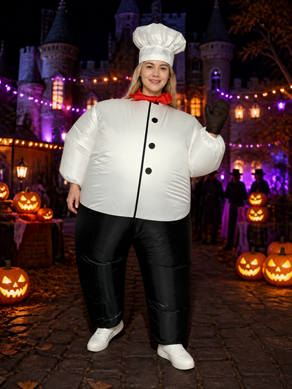 Unisex Classic Chef Costume Set with Hat, Necktie and Gloves Costume Headwear detail 2