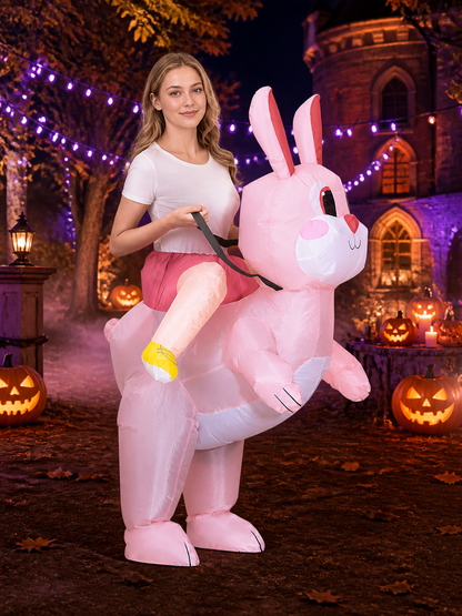 Easter Bunny Inflatable Costume, Pink Rabbit Cosplay Outfit for Adults Kids Costumes detail 2