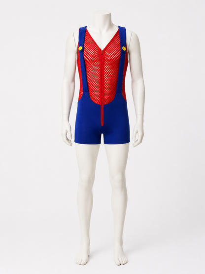 Women's Sexy Mario Mesh Bodysuit Costume for Halloween Costumes detail 2
