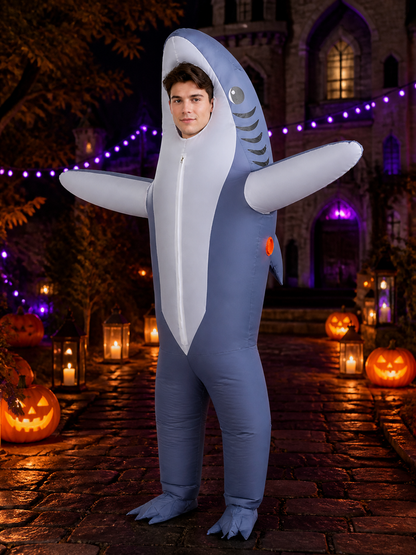 Shark Inflatable Jumpsuit Costume, Full-Body Halloween Performance Outfit Costumes detail 2
