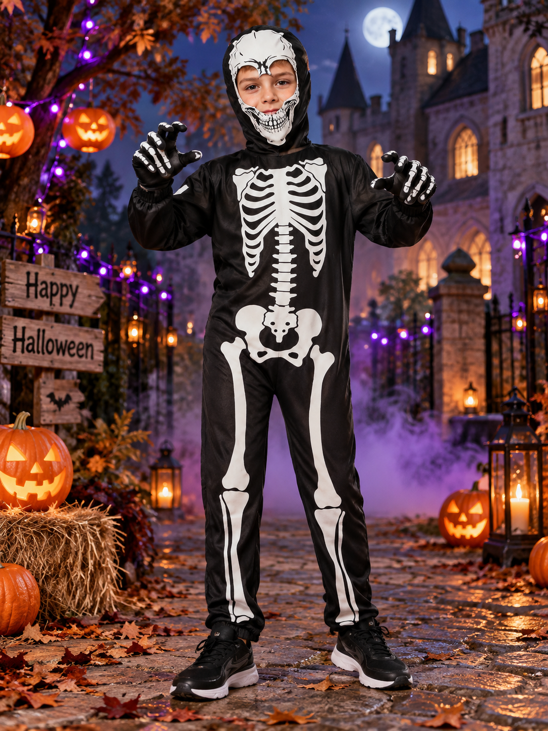 Kids' Glow-in-the-Dark Skeleton Costume