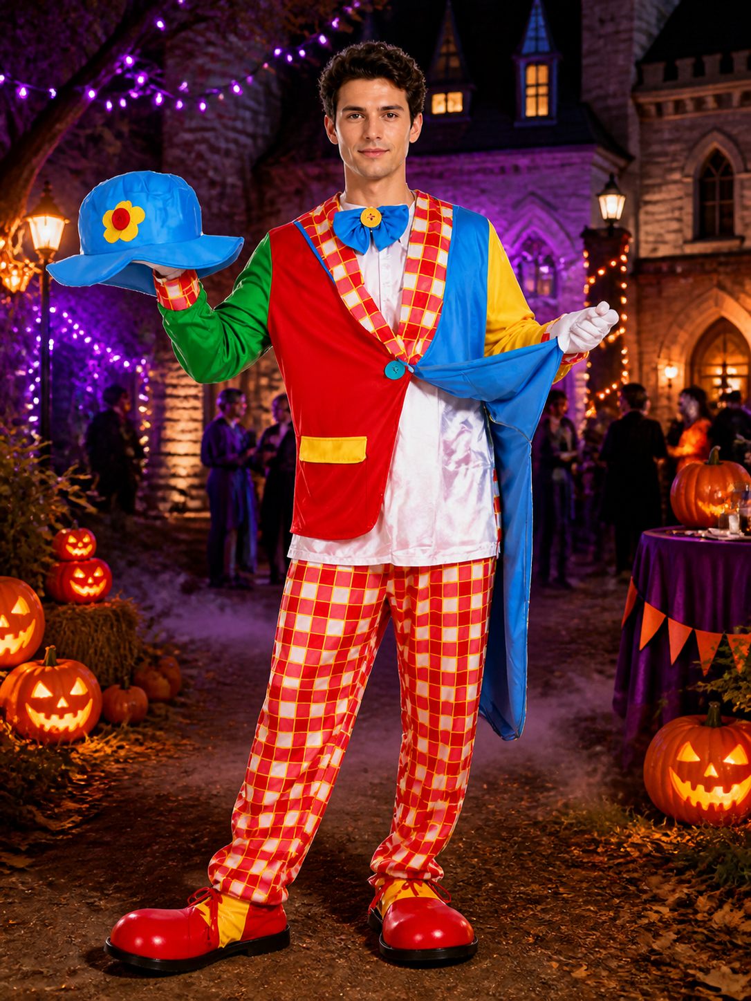 Clown Carnival Costume in Circus Style for Cosplay Costumes detail 2