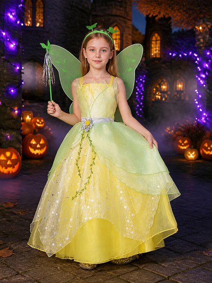 Girls' Princess Costume Set With Layered Tulle Skirt, Butterfly Wings & Star Costumes detail 2