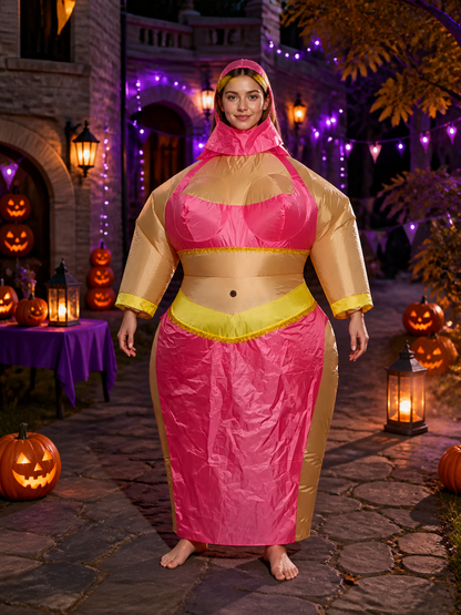 Adult's Cartoon Mouse Inflatable Costume, Pink Gold Beige Party Outfit Costumes detail 2