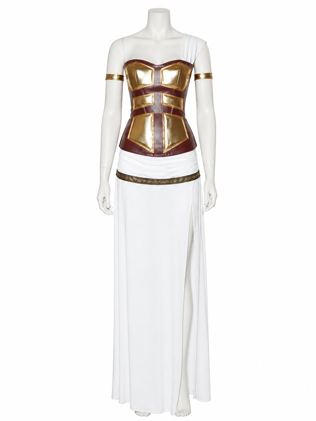 Adult Cleopatra Costume Set, Gold Geometric Top and High-Slit Long Skirt Costumes detail 2