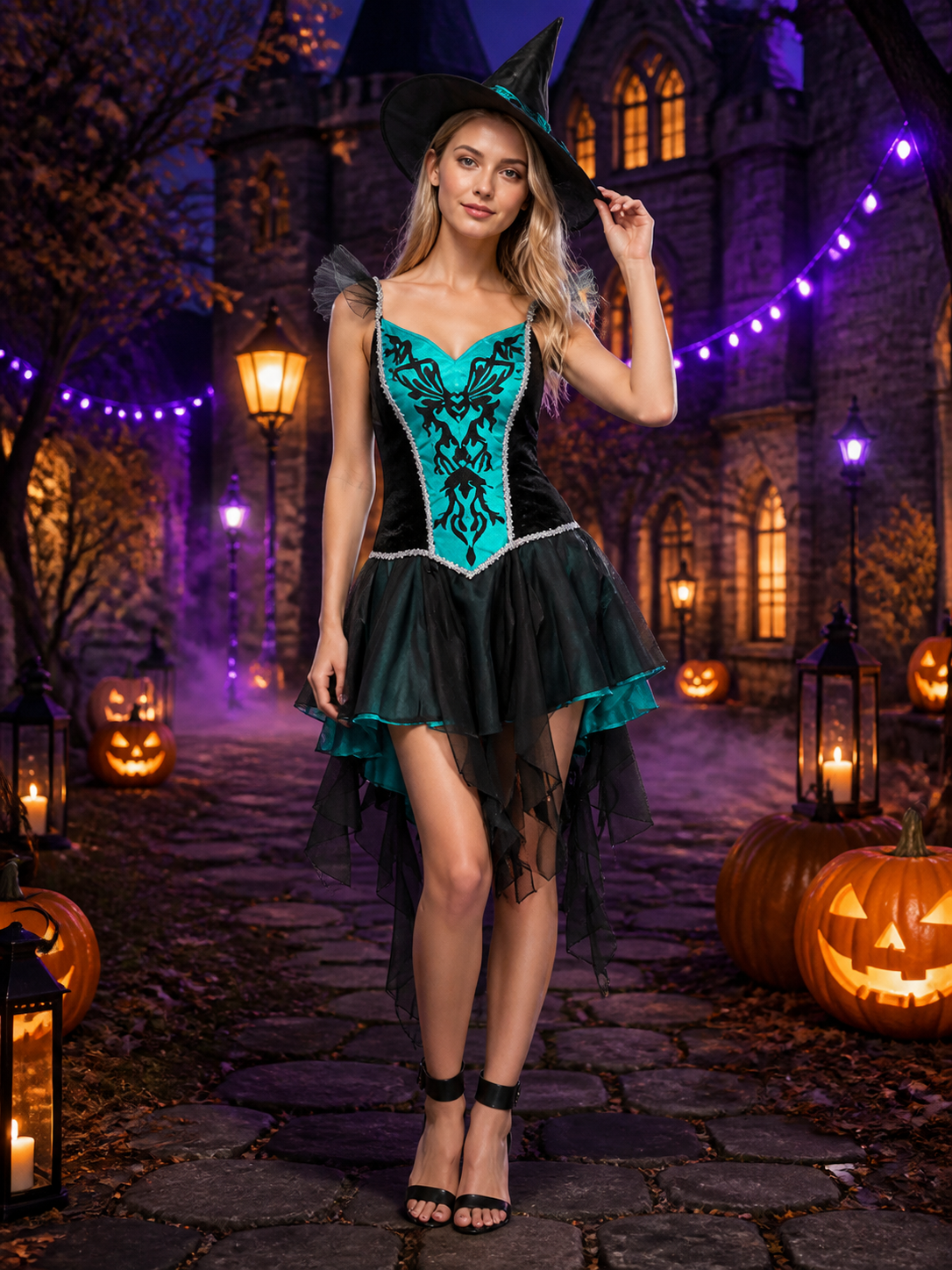 Halloween Witch Costume with Corset