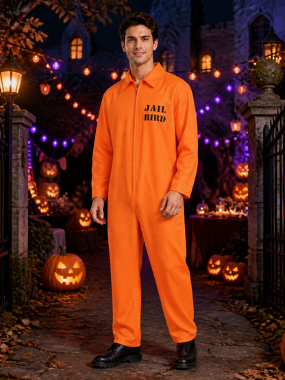 Orange Prisoner Jumpsuit for Halloween Cosplay Costumes detail 2