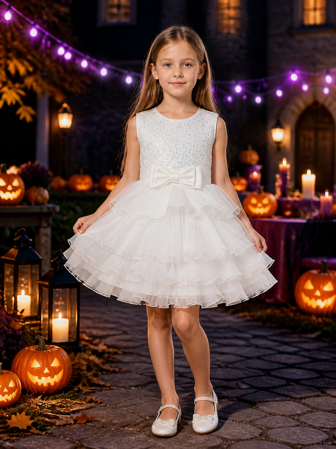 Toddler Girls' Princess Dress, Sequined Bodice, Layered Tulle Skirt With Bow Costume Dresses detail 2