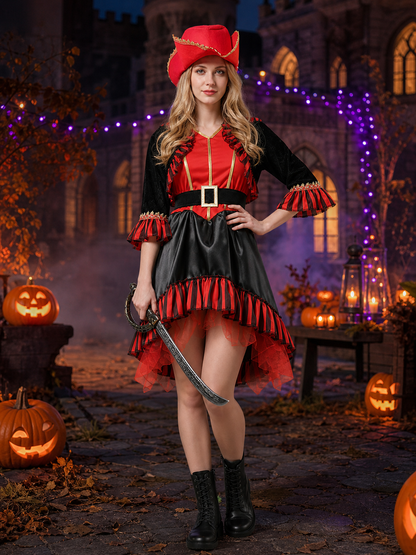 Red and Black Pirate Carnival Costume W-0277 Halloween Costumes detail 2