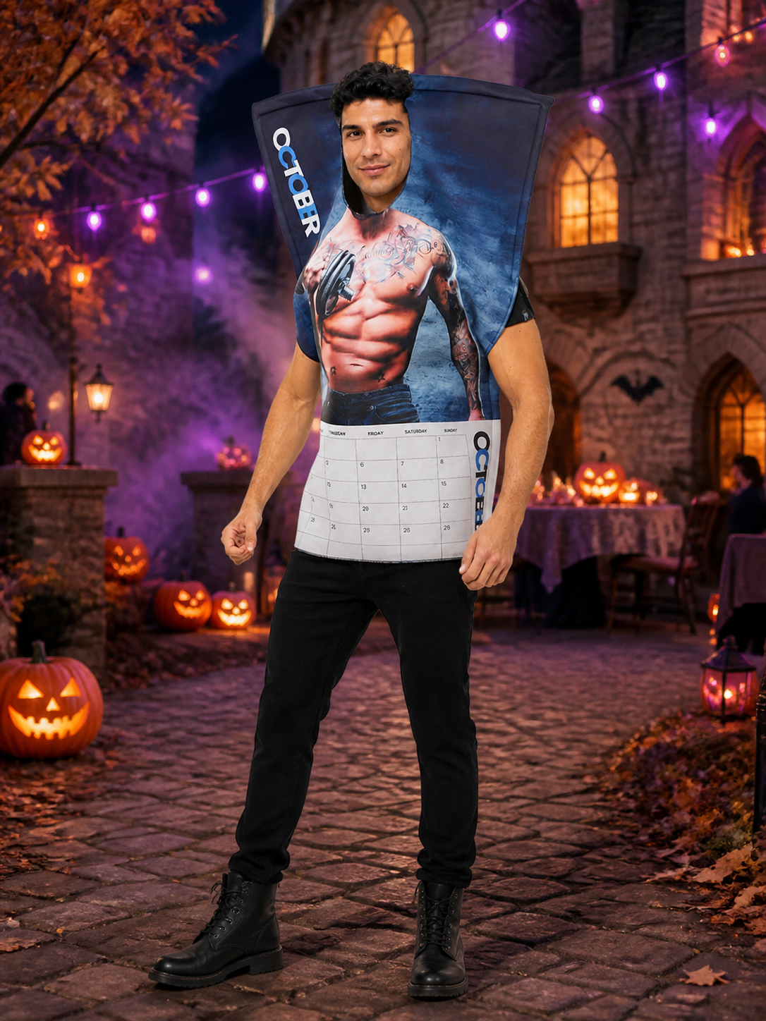 Funny Halloween Human-Shaped Jumpsuit Costume, Muscle Print, October Calendar Costumes detail 2