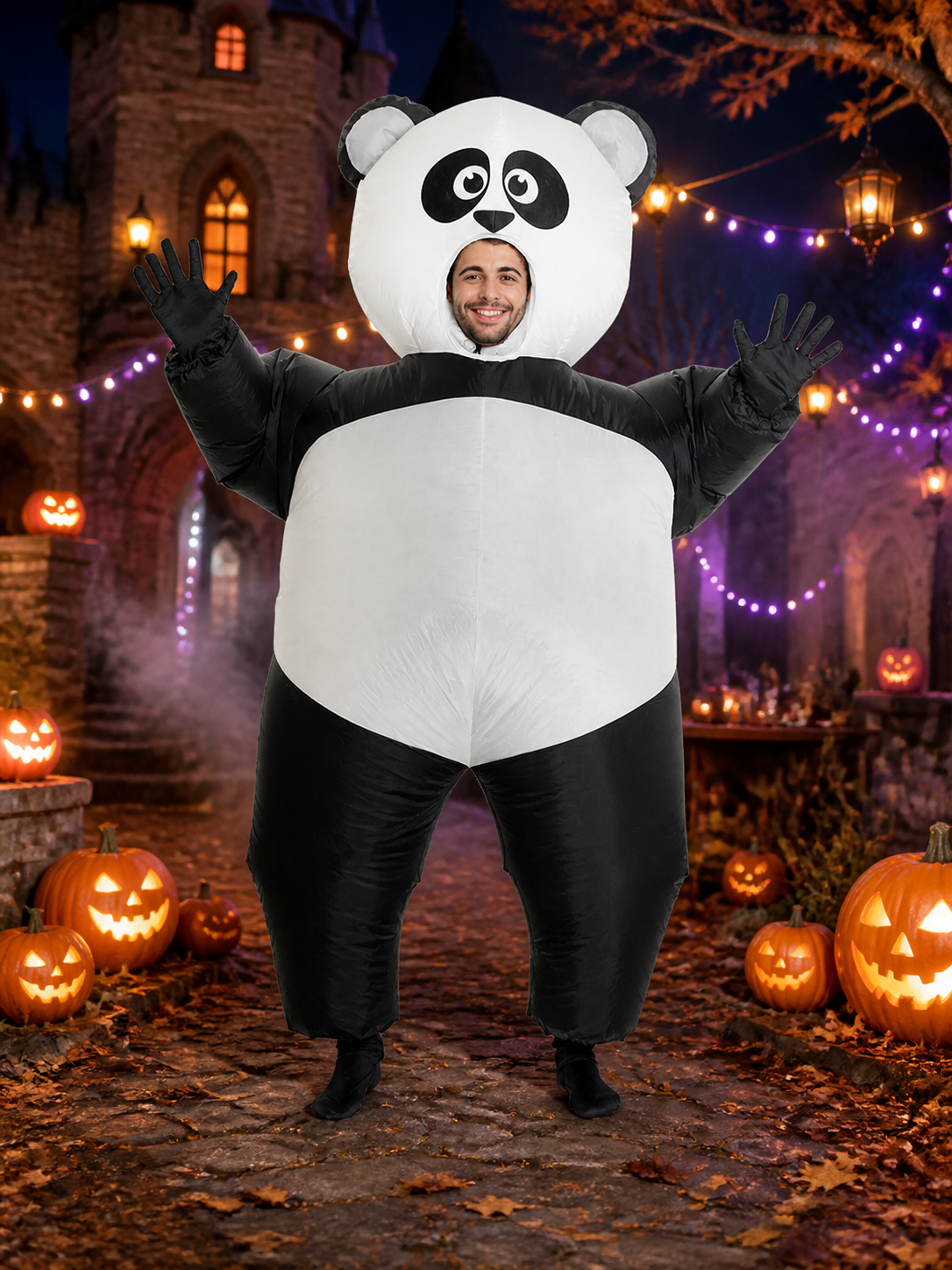 Unisex Panda Inflatable Costume, Funny Cartoon Animal Halloween Suit Costumes detail 2