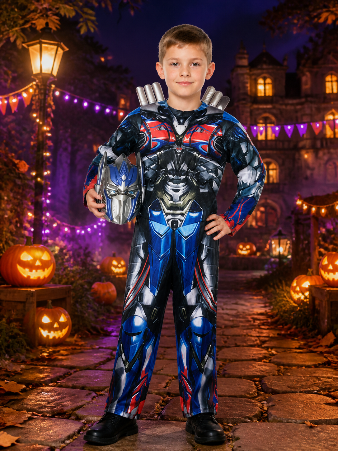 Kids Mechanical Robot Armor Bodysuit Costume with Matching Mask, Halloween Costume Masks detail 2