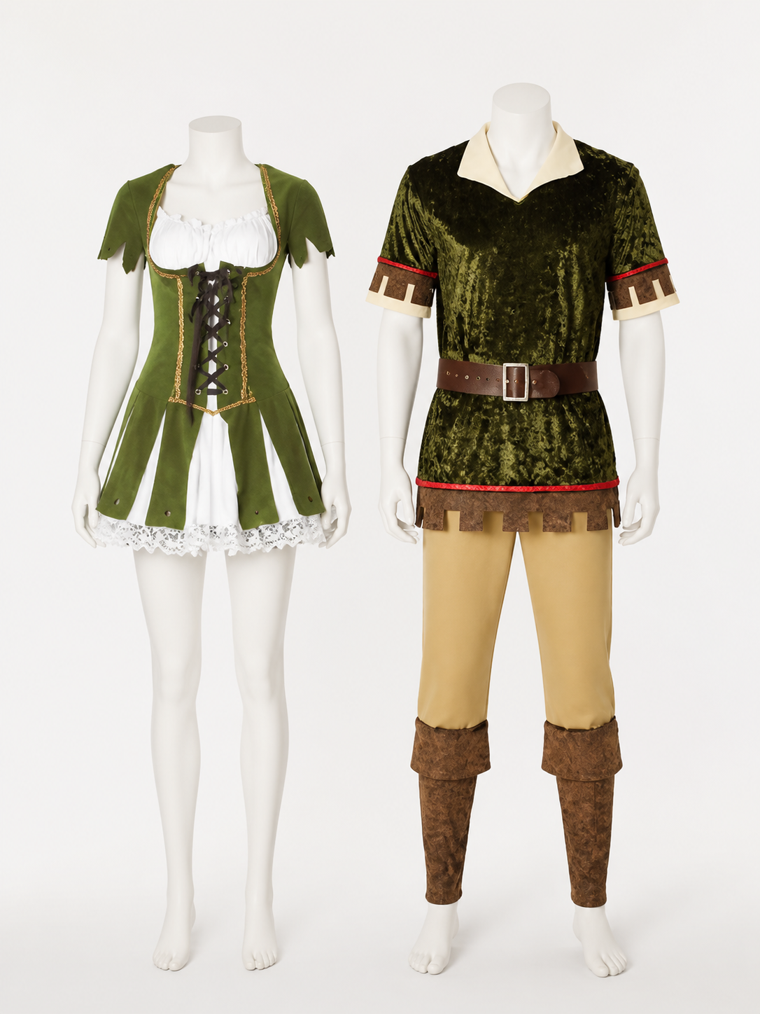 Women's And Men's Robin Hood Costume Set, Medieval Forest Ranger Cosplay Outfit Costumes detail 2
