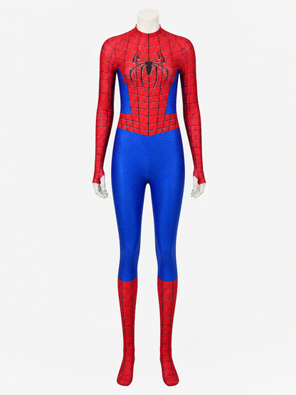 Kids Spider-Themed Full-Body Jumpsuit Costume With Attached Hooded Mask Costume Masks detail