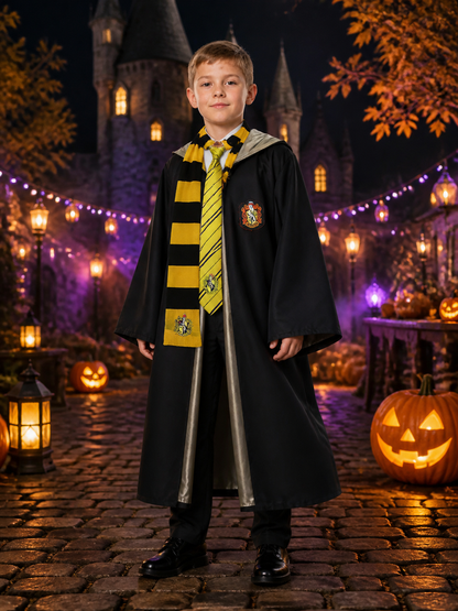 Harry Potter Hufflepuff Robe, 3-Piece Cosplay Set Costumes detail 2
