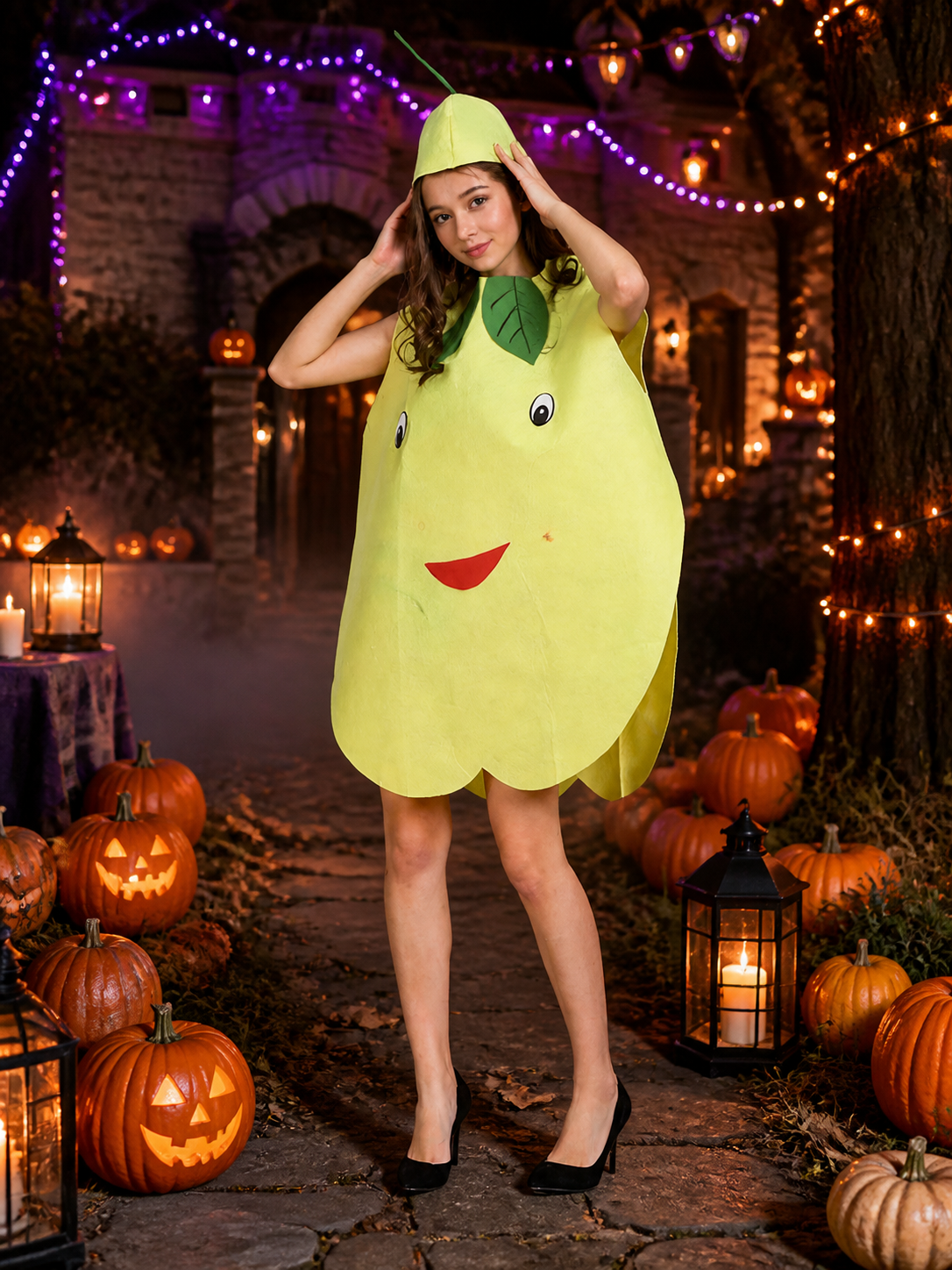 One-Piece Cartoon-Style Pear Costume for Performances Costumes detail 2