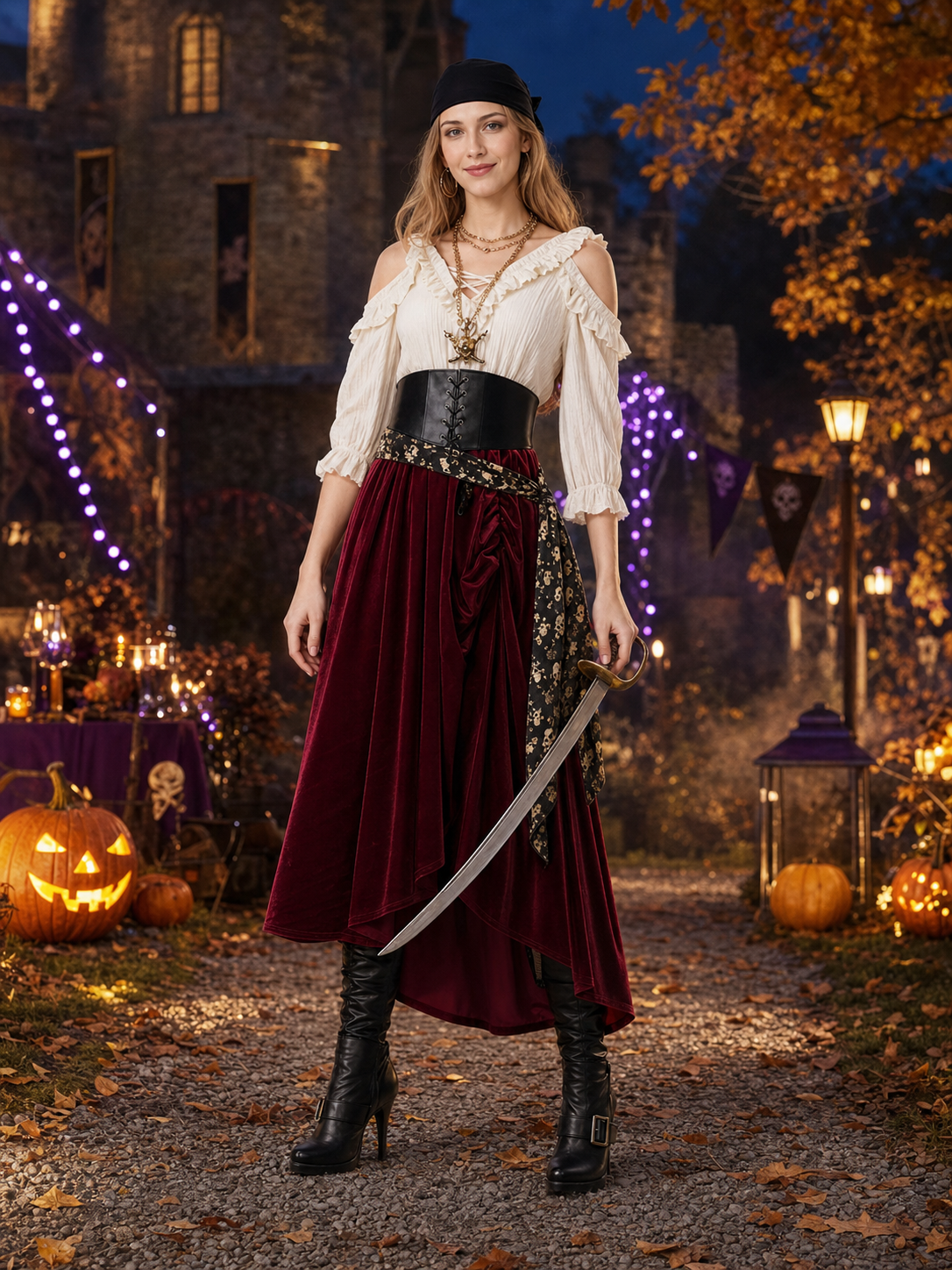 Pirate-Style Halloween Costume with Belt
