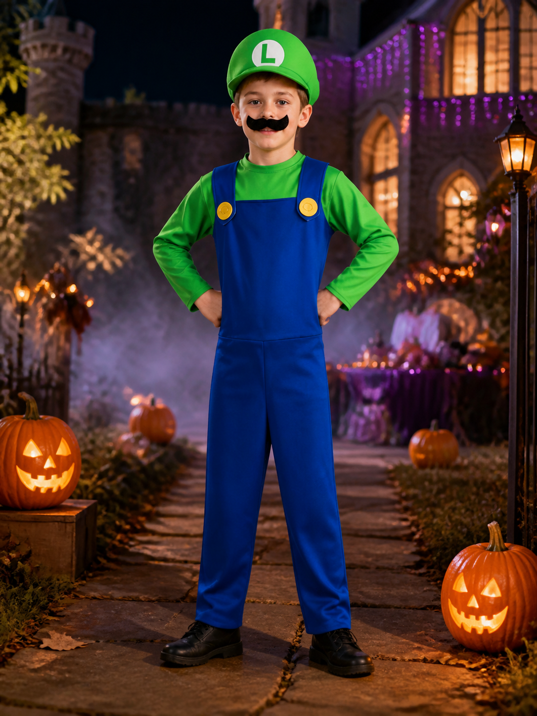 Luigi Carnival Costume Jumpsuit for Christmas Costumes detail 2