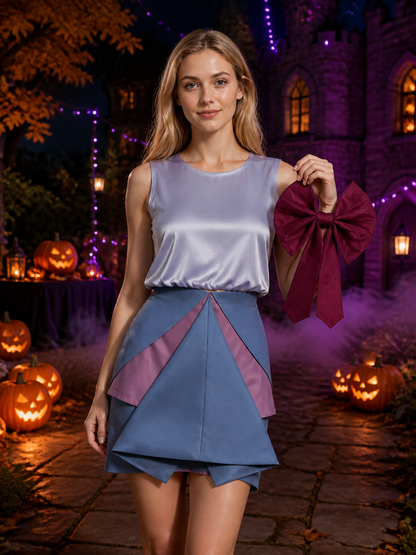 Cinderella Fairy Godmother Costume Set For Halloween, Light Purple Layered Skirt Costumes detail 2