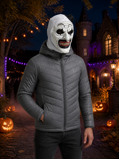 White Clown Full Face Mask with Top Hat and Sharp Teeth, Scary Halloween Costume Costume Masks detail 2