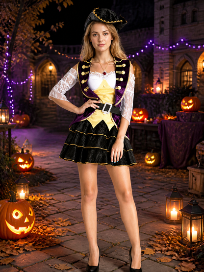 Pirate Costume Set with Tricorn Hat for Cosplay and Halloween Costume Headwear detail 2